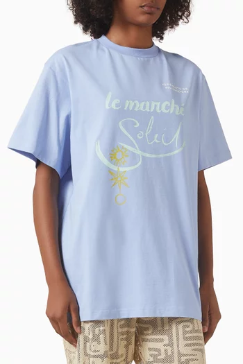 تي شيرت بطبعة شعار Le Marché‏ قطن