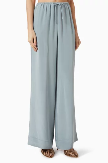 بنطال واسع الساقين حرير