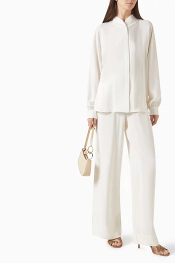 Collarless Blouse in Silk