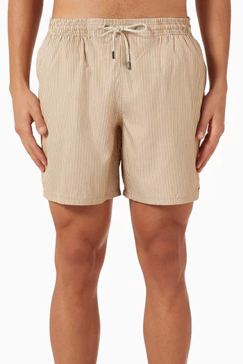 Mid-Length Elastic Shorts in Linen