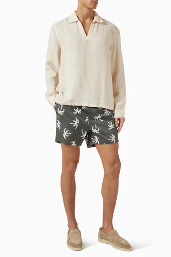 Long-sleeve Popover Shirt in Linen