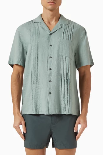 Pintuck Camp Shirt in Linen