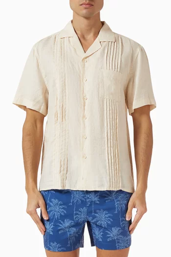 Pintuck Camp Shirt in Linen
