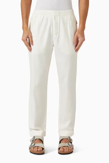 بنطال رياضي بحواف مطاطية قطن وكتان