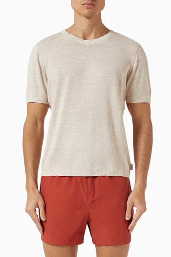 Crewneck T-shirt in Linen-knit