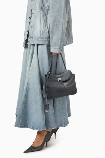 حقيبة يد روديو صغيرة شمواه جلد عجل بطبقة شمع