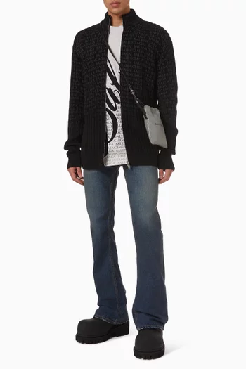 سترة بسحّاب بنقشة شعار الماركة بتصميم متدرج مزيج قطن