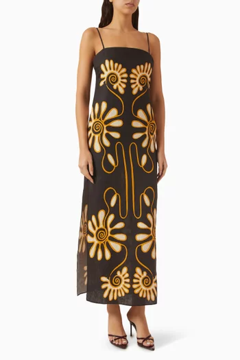 Samantha Printed Dress in Linen