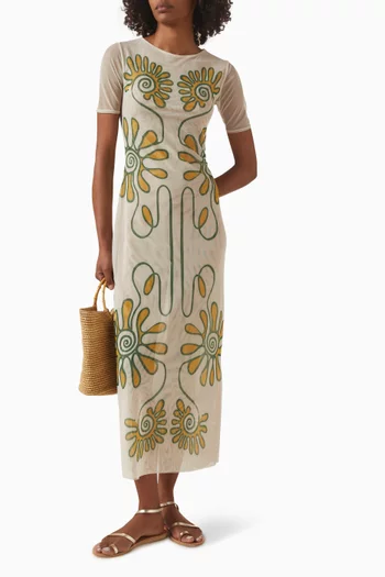 Natasha Sheer Printed Dress