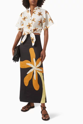 Bruna Printed Skirt in Linen