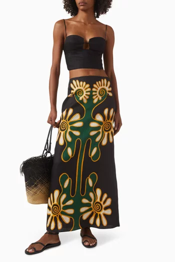 Celina Printed Skirt in Linen