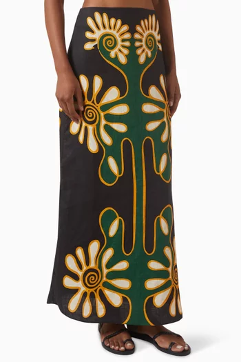 Celina Printed Skirt in Linen