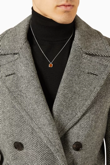 قلادة بدلاية مرصعة بحجر عين النمر فضة إسترلينية