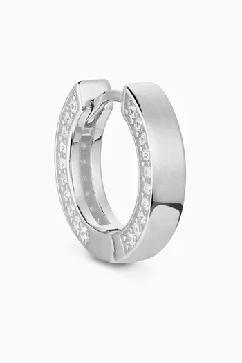 قرط دائري منفرد مرصع بأحجار على الجانبين فضة