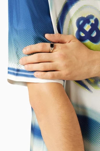 Onyx Cushion Signet Ring in Sterling Silver