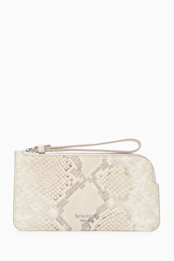 Zip Wrislet Pouch in Embossed Leather