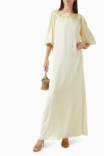 Embellished Kaftan in Satin