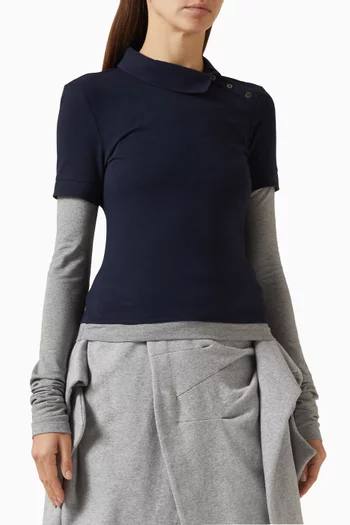 تي شيرت بولو متعدد الطبقات قطن