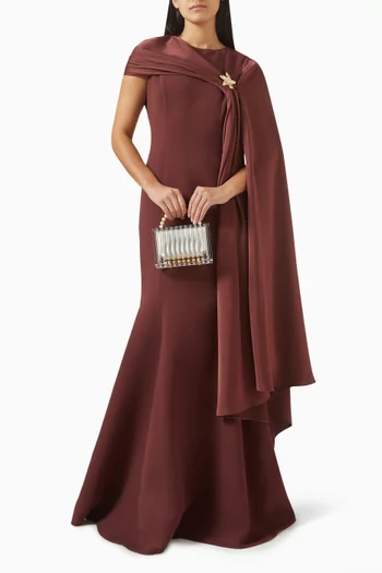 فستان سهرة بكاب درابيه