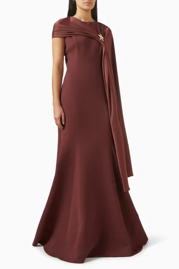 فستان سهرة بكاب درابيه