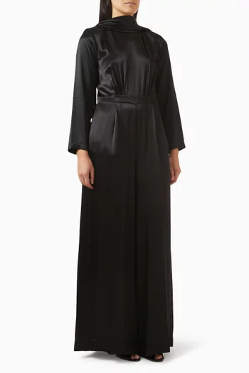 Cape-detail Jumpsuit in Satin