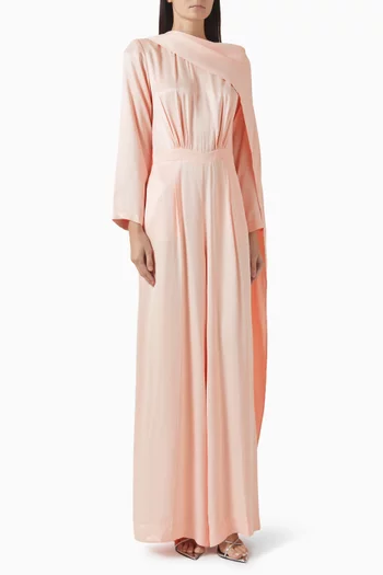 Cape-detail Jumpsuit in Satin