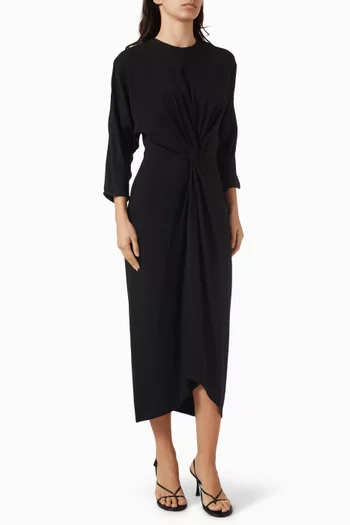 Twisted-front Midi Dress