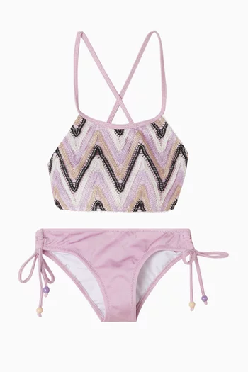 طقم بيكيني روني مزين بنقشة