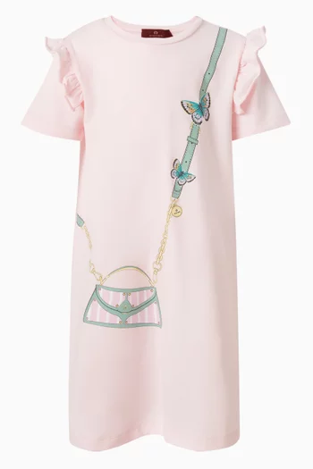 فستان بنمط تي شيرت بتصميم حقيبة قطن