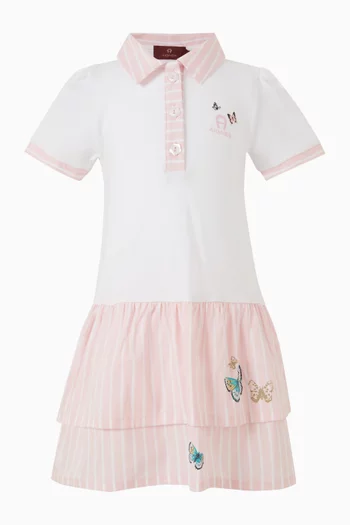 فستان مخطط بياقة بولو