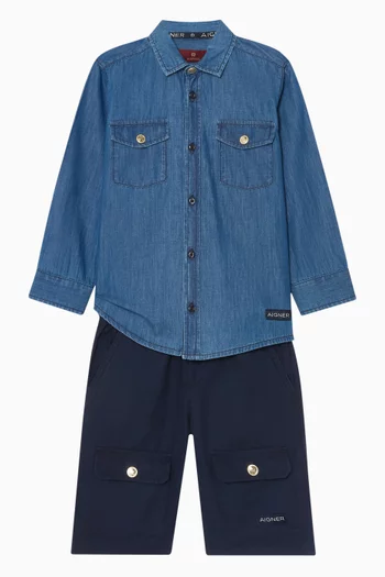 Contrast Button Shirt