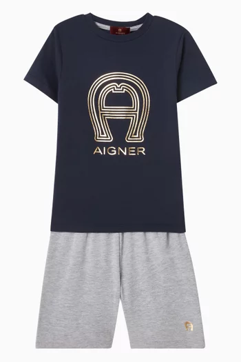 Logo-print Pyjama Set in Cotton