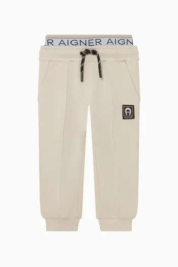 بنطال رياضي بحزام خصر بشعار الماركة