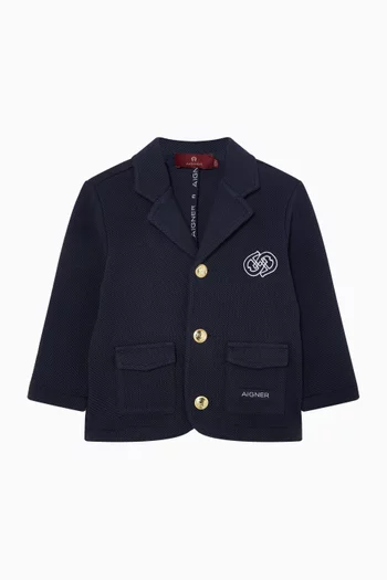 Logo-embroidered Blazer in Cotton-pique