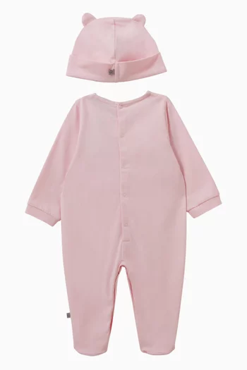 Teddy-embroidered Sleepsuit Set in Pima Cotton