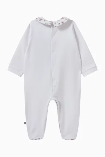 Teddy-print Sleepsuit in Pima Cotton