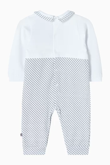 بيجاما قطعة واحدة بطبعة شعار الماركة قطن