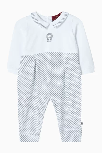 بيجاما قطعة واحدة بطبعة شعار الماركة قطن