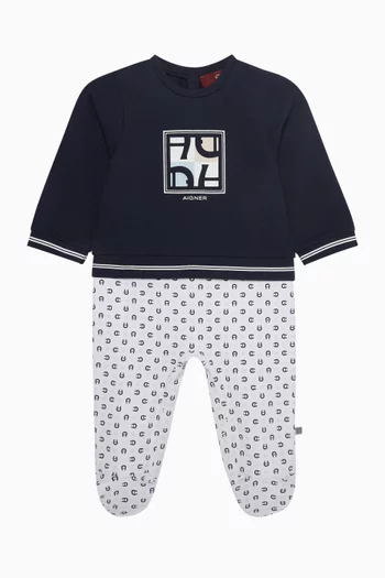 بيجاما قطعة واحدة بشعار الماركة قطن بيما