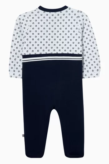 بيجاما قطعة واحدة بشعار الماركة قطن