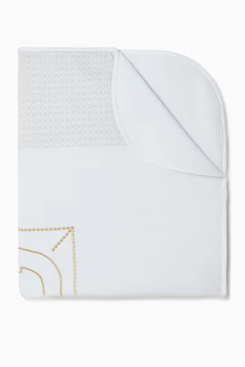 Logo-embroidered Baby Blanket in Pima Cotton