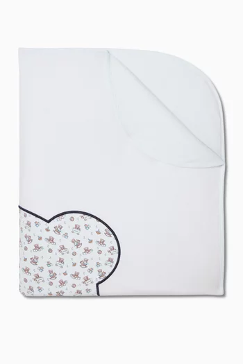 Teddy Logo Baby Blanket in Pima Cotton