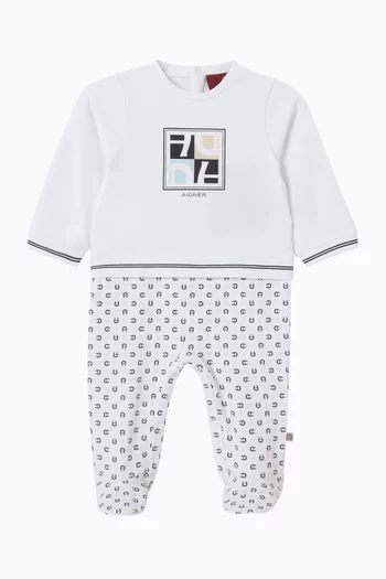 بيجاما قطعة واحدة بشعار الماركة قطن بيما