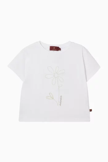 تي شيرت بنقشة زهور قطن