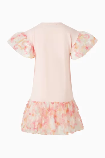 فستان بطبعة حقيبة قطن وتول