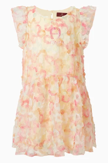 Floral-print Dress in Tulle
