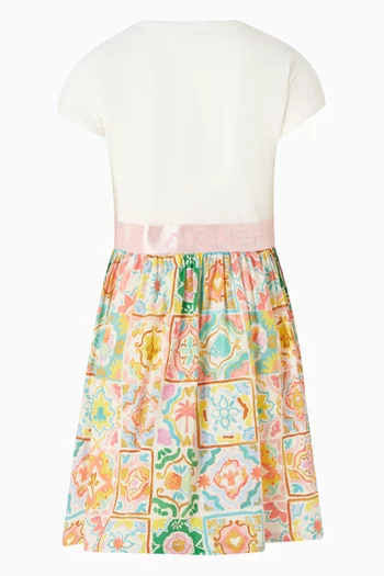Tile-print Dress in Cotton
