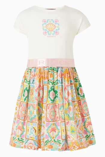 Tile-print Dress in Cotton
