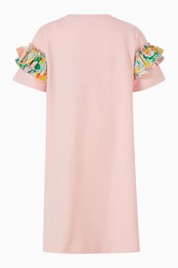 فستان بنمط تي شيرت بنقشة صدف قطن جيرسيه