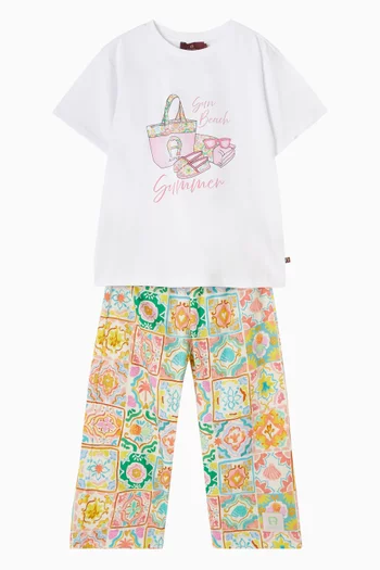 Beach-print T-shirt in Cotton